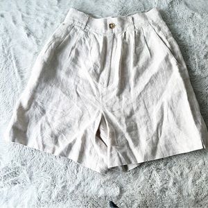 REFORMATION Beige Linen High Waisted Shorts Size 2
